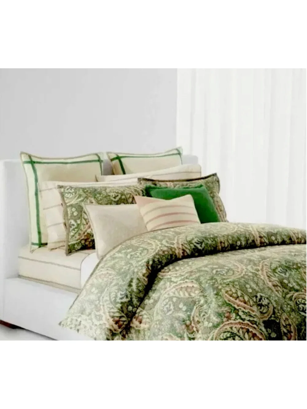 Ralph Lauren Allie Green Paisley Floral King Comforter Set Comf. & 2 King Shams